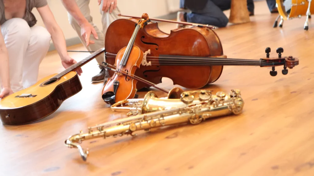 Gitarre, Geige und Saxofon für den Musikunterricht in Flensburg.